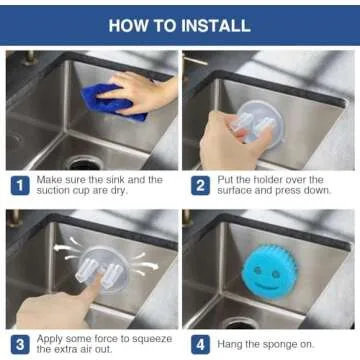 SOPHICO Sponge Holder for Kitchen Sink, Suction Cup Holder for Kitchen, Bathroom Sink Organizer for Smiley Sponge, Self Draining Sink Sponge Holder - Sponge Not Included (Transparent, 2 Pack)