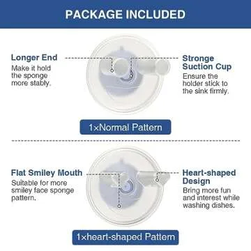 SOPHICO Sponge Holder for Kitchen Sink, Suction Cup Holder for Kitchen, Bathroom Sink Organizer for Smiley Sponge, Self Draining Sink Sponge Holder - Sponge Not Included (Transparent, 2 Pack)