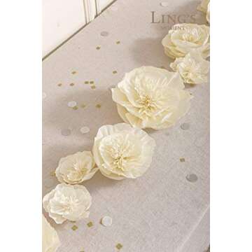 Ling's Moment Paper Flower Decorations, 9 X Cream White Flowers(12''-6''), Handmade Giant Crepe Paper Flowers for Wall Nursery Wedding Baby Shower Birthday Centerpiece Photo Backdrop
