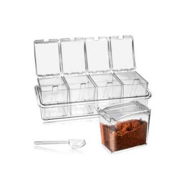Faxco 4-Cell Clear Spice Box for Spices and Toppings