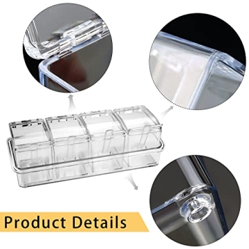 Faxco 4-Cell Clear Spice Box for Spices and Toppings