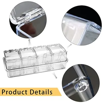 Faxco 4-Cell Clear Spice Box for Spices and Toppings