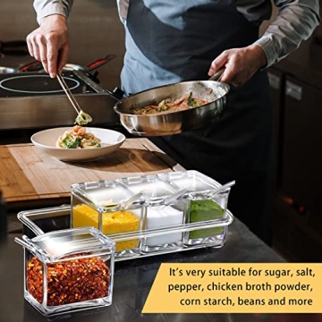 Faxco 4-Cell Clear Spice Box for Spices and Toppings