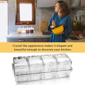 Faxco 4-Cell Clear Spice Box for Spices and Toppings