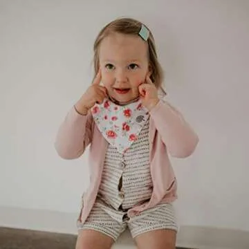 Parker Baby Co. Bandana Drool (Pack of 8) Baby Bibs for Girls - Rose Set