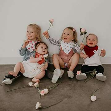 Parker Baby Co. Bandana Drool (Pack of 8) Baby Bibs for Girls - Rose Set