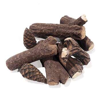 Gas Fireplace Logs Set of 9, Fireplace Logs Ceramic Wood Decoration for Gas Ethanol Firewood Log Set...