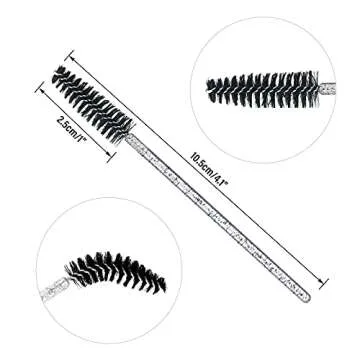 GCQQ 50PCS Crystal Mascara Wands Disposable Eyelash Eyebrow Spoolie Brush for Makeup Eyelash Extensi...