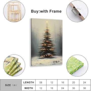 Vintage Christmas Folk Art Canvas Wall Art | Festive 8x12inch Decoration