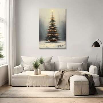 Vintage Christmas Canvas Wall Art for Cozy Holiday Decor
