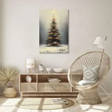 Vintage Christmas Canvas Wall Art for Cozy Holiday Decor