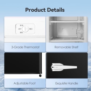LHRIVER Mini Freezer Compact Upright Freezer, 2.3 Cu.ft Small Freezer with Handle, Removable Shelves, Adjustable Thermostat, Low Noise Small Freezers for Apartment, Home, Office, Black