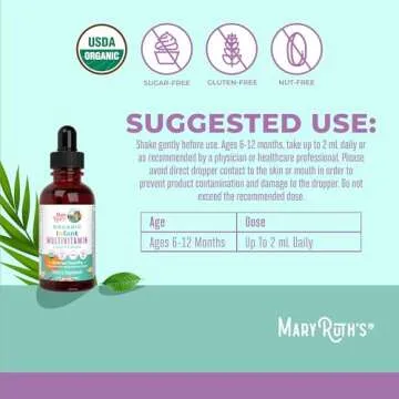 MaryRuth Organics Multivitamin for Infants | USDA Organic | Multivitamin Liquid Drops for Babies 6-12 Months | Immune Support & Overall Wellness | Vegan | Non-GMO | Gluten Free | 2 Fl Oz