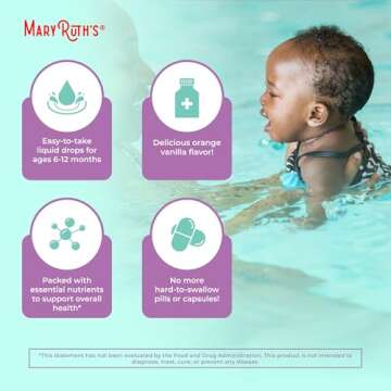 MaryRuth Organics Multivitamin for Infants | USDA Organic | Multivitamin Liquid Drops for Babies 6-12 Months | Immune Support & Overall Wellness | Vegan | Non-GMO | Gluten Free | 2 Fl Oz