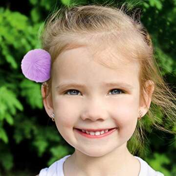 Colorful Fluffy Fur Pom Pom Hair Clips and Barrettes for Toddlers, Baby Girls, and Women - 12 Pieces, 2", Fall/Winter Hair Accessories