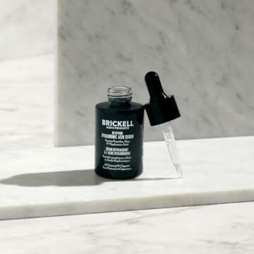 Brickell Men's Anti Aging Hyaluronic Acid Serum for Face, Reviving Day Serum for Men, Natural and Or...