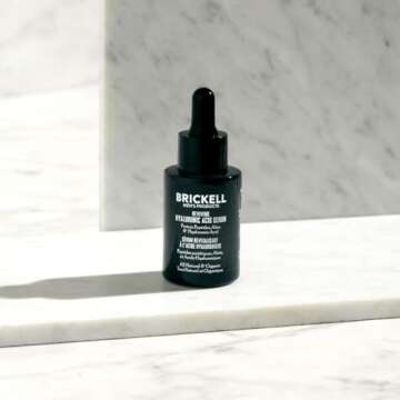 Brickell Men's Anti Aging Hyaluronic Acid Serum for Face, Reviving Day Serum for Men, Natural and Organic Face Serum with Protein Peptides to Restore Firmness and Collagen, 1 Ounce, Scented