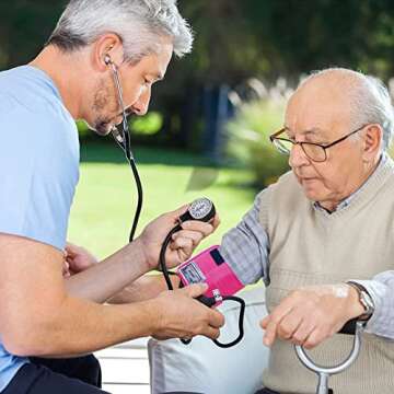 Dixie Ems Deluxe Aneroid Sphygmomanometer Blood Pressure Set W/ Adult Cuff, Carrying Case and Calibration Tool - Pink