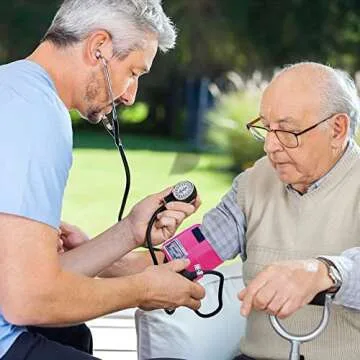 Dixie Ems Deluxe Aneroid Sphygmomanometer Blood Pressure Set W/ Adult Cuff, Carrying Case and Calibration Tool - Pink