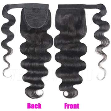 WENYU Body Wave Human Hair Ponytail Extension For Black Women With Magic Paste Wrap Around Ponytail Human Hair Ponytail For Black Women Brazilian Virgin Body Wave Clip In Ponytail Hair Extensions