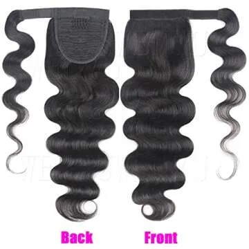 WENYU Body Wave Human Hair Ponytail Extension For Black Women With Magic Paste Wrap Around Ponytail Human Hair Ponytail For Black Women Brazilian Virgin Body Wave Clip In Ponytail Hair Extensions