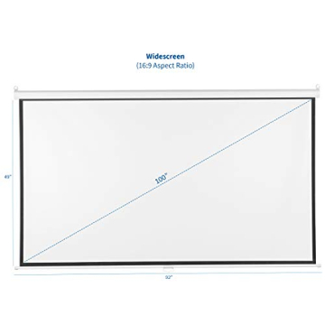 VIVO 100 inch Diagonal Projector Screen, 16:9 Projection HD, 4K 3D 1080P HD Manual Pull Down, PS-M-100