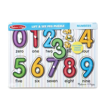 Melissa Doug Numbers Wooden Peg Puzzle Educational Toddler Toy