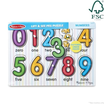 Melissa Doug Numbers Wooden Peg Puzzle Educational Toddler Toy