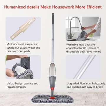 Spray Mop for Floor Cleaning, Domi-patrol Microfiber Floor Mop Dry Wet Mop Spray with 3 Washable Mop...