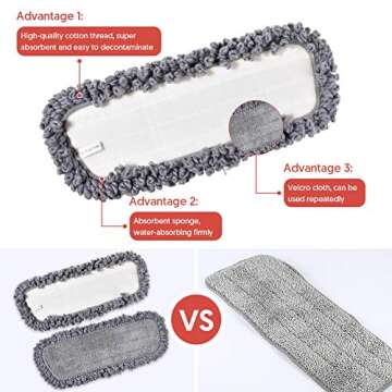 Spray Mop for Floor Cleaning, Domi-patrol Microfiber Floor Mop Dry Wet Mop Spray with 3 Washable Mop Pads & Refillable Bottle, Dust Cleaning Mop for Hardwood Laminate Tile Floors, Gray