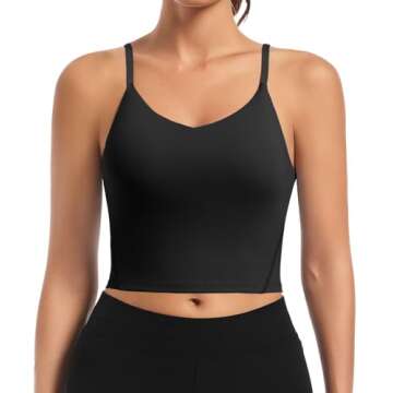 Comper Women Longline Adjustable Sports Bra Wirefree Racerback Workout Bras Sexy Thin Straps Yoga Sp...