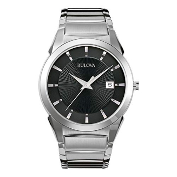 Stylish Bulova Men's 3-Hand Date Quartz Watch - 38mm Patterned Dial 96B149