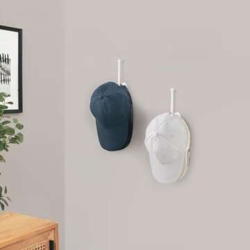 Dahey Hat Organizer for Baseball Caps 2 Pcs Hat Rack Wall Mount 5 Inches Space Saving L Shaped Hat H...