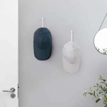 Dahey Hat Organizer for Baseball Caps 2 Pcs Hat Rack Wall Mount 5 Inches Space Saving L Shaped Hat Holder Organizer Modern Metal Baseball Hat Storage Hook for Closet Bedroom Living Room, White