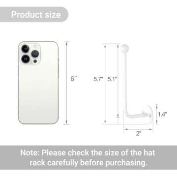 Dahey Hat Organizer for Baseball Caps 2 Pcs Hat Rack Wall Mount 5 Inches Space Saving L Shaped Hat Holder Organizer Modern Metal Baseball Hat Storage Hook for Closet Bedroom Living Room, White