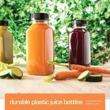 DECADORN 8oz 12pcs Plastic Bottles With Caps - Juicing Bottles For Juicing - MADE IN USA Clear Mini Bottle With Lids - Drink Container - Shatterproof, BPA-Free, Leak proof, Disposable & Recyclable