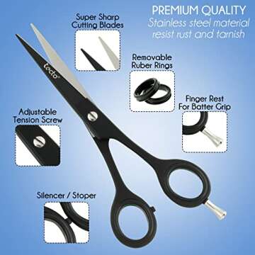 Tecto Barber Scissors, Professional 6.6 inches Stainless Steel Hair Cutting Scissors, Extra Sharp Hair Cutting Scissors For Men/Women with free leather case.