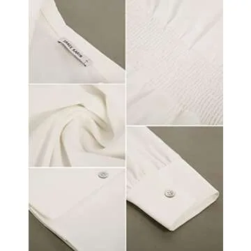 Button Down Blouse for Women Vintage Peplum Tops Collar Shirt Long Sleeve Summer Work Office Top White XL