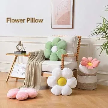 Vdoioe Pink Flower Pillow，Flower Shaped Throw Pillow 15.7In Daisy Pillow Cushion Cute Flower Seating Cushion Home Decorative Pillows for Sofa Couch Bed
