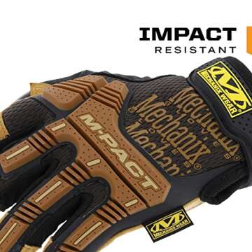 Mechanix Wear: M-Pact Durahide Leather Framer Work Gloves, Fingerless Design, Work Gloves with Impact Protection and Vibration Absorption, Safety Gloves for Men (Brown, Large)