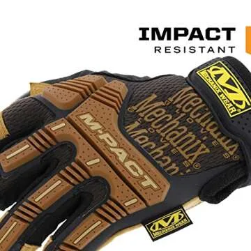 Mechanix Wear: M-Pact Durahide Leather Framer Work Gloves, Fingerless Design, Work Gloves with Impact Protection and Vibration Absorption, Safety Gloves for Men (Brown, Large)