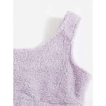 SweatyRocks Women's Cozy Fuzzy Pajamas Set in Lilac Purple