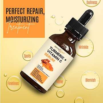 DERMAXGEN Turmeric Face Serum + Vitamin C: Organic Moisturizer for Acne Reduction, Clear Skin Tone, ...
