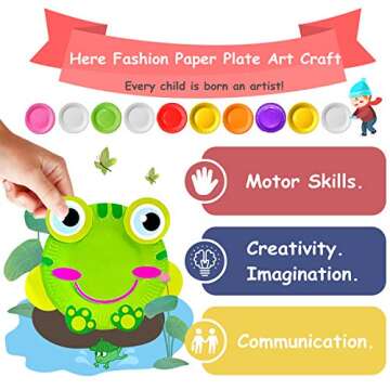 Here Fashion Toddler Crafts Paper Plate Art Kit Arts and Crafts for Kids Boys Girls Preschool Easy Animal Plate Craft DIY Projects Supply Kit Creative Home Activity Craft Party Groups Gift Pack of 10