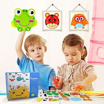 Here Fashion Toddler Crafts Paper Plate Art Kit Arts and Crafts for Kids Boys Girls Preschool Easy Animal Plate Craft DIY Projects Supply Kit Creative Home Activity Craft Party Groups Gift Pack of 10