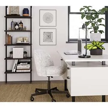 Nathan James Theo 5-Shelf Wood Modern Bookcase, Open Wall Mount Ladder Bookshelf with Industrial Metal Frame, Dark Brown Nutmeg/Black