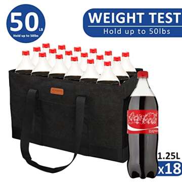 MHOMER Reusable Grocery Bags Extra Waterproof Large Tote Bag with Carrying Handles Reinforced Bottom...