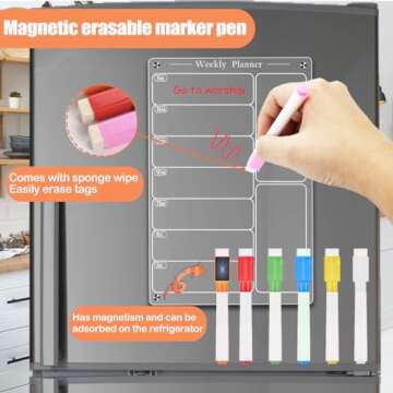 Latouni Acrylic Magnetic Menu Board for Kitchen,Acrylic Weekly Calendar for Fridge,Acrylic Dry Erase...