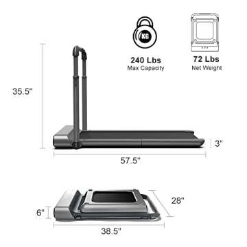 WALKINGPAD R1 Pro Foldable Treadmill 2 in 1 Walking Pad Under Desk Treadmill and Running Treadmills for Home with Remote Control, No Installation Required