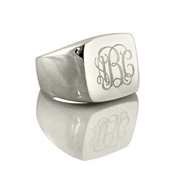AILIN Custom Monogram Initial Ring 925 Sterling Silver 1,2,3 Letters Personalized Signet Statement R...